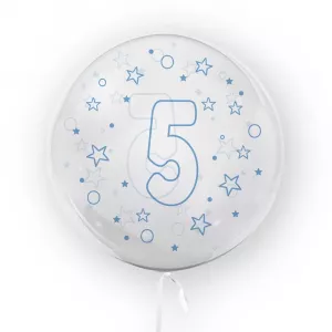 Balon transparent, 45 cm - cifra 5, baieti - TUBAN