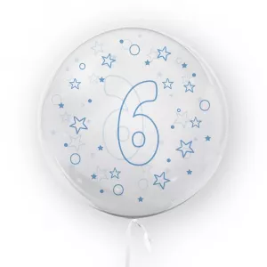 Balon transparent, 45 cm - cifra 6, baieti - TUBAN