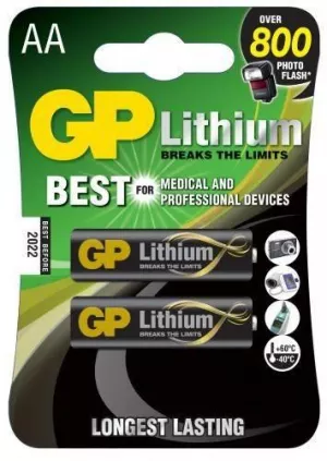 Baterie GP Batteries, Lithium AA (FR6) 1.5V lithium, blister 2 buc. "GP15LF-2UE2" "GPPCL15LF003" (include TV 0.04lei)