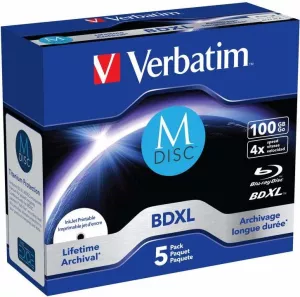 BD-R XL VERBATIM 100GB, viteza 4x, 5 buc, carcasa, printabil, "MDISC Lifetime archival" "43834"