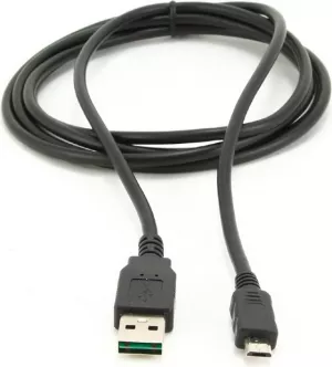 CABLU alimentare si date GEMBIRD, pt. smartphone, USB 2.0 (T) la Micro-USB 2.0 (T) (conector cu dubla fata), 1m, premium, conectori auriti, negru, "CC-mUSB2D-1M" (include TV 0.06 lei)