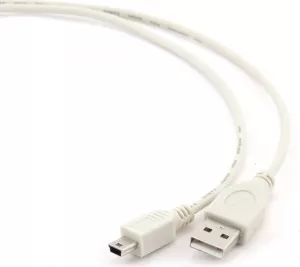 CABLU alimentare si date GEMBIRD, pt. smartphone, USB 2.0 (T) la Mini-USB 2.0 (T), 0.9m, alb, "CC-USB2-AM5P-3" (include TV 0.06 lei)