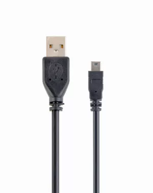 CABLU alimentare si date GEMBIRD, pt. smartphone, USB 2.0 (T) la Mini-USB 2.0 (T), 30cm, conectori auriti, negru, "CCP-USB2-AM5P-1" (include TV 0.06 lei)