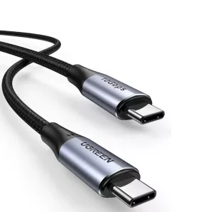 CABLU alimentare si date Ugreen, "US355", Fast Charging Data Cable pt. smartphone, USB Type-C la USB Type-C 100W/5A, USB 3.1, 10Gbps, braided, 1m, negru "80150" (include TV 0.06 lei) - 6957303881505