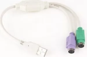CABLU USB GEMBIRD splitter, USB 2.0 (T) la 2 x PS2 (T), 30cm, adaptor USB la mufe PS2 pt. tastatura si mouse, alb, "UAPS12" (include TV 0.06 lei)