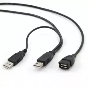 CABLU USB GEMBIRD splitter, USB 2.0 (T) la USB 2.0 (M) + USB 2.0 (T), 0.9m, conectori auriti, extensie conector USB, negru, "CCP-USB22-AMAF-3" (include TV 0.06 lei)