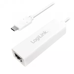 CABLU USB LOGILINK adaptor, USB 3.2 Type-C (T) la RJ45 (M), 14cm, 10/100/1000 Mbit/s, alb, "UA0238" (include TV 0.06 lei)