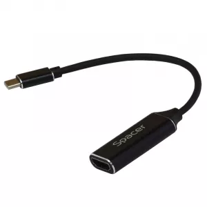 CABLU video SPACER, adaptor USB 3.1 Type-C (T) la HDMI (M), 15cm, rezolutie maxima 4K UHD (3840 x 2160) la 30 Hz, Black, "SP-CM-HDMIF-01" (include TV 0.18lei)