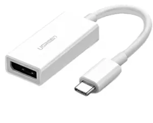 CABLU video Ugreen, "MM130" adaptor USB Type-C (T) la DisplayPort (M), 10 cm, rezolutie maxima 4K UHD (3840 x 2160) la 60 Hz, alb "40372" (include TV 0.8lei) - 6957303843725
