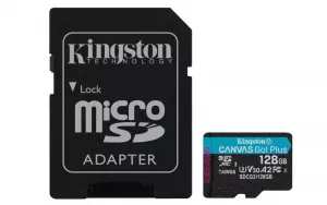 CARD MicroSD KINGSTON, 128 GB, microSDXC, clasa 10, standard UHS-I U3, "SDCG3/128GB" (include TV 0.03 lei)