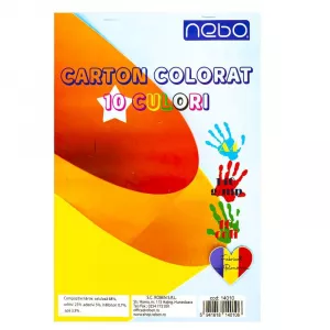 Carton color A4, 10 culori, 140 g, 10 coli/set - NEBO
