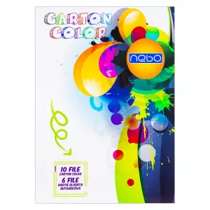 Carton color, A4 200g + Hartie glasata autoadeziva 6 culori - NEBO