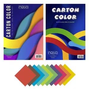 Carton color A4, 200g, 10 culori, 10 coli/set - NEBO