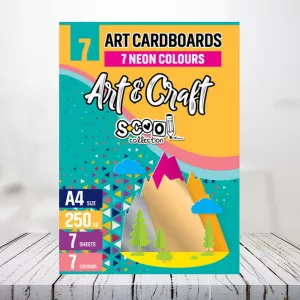 Carton color A4, 250g, 7 coli, 7 culori neon/set - S-COOL