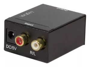CONVERTOR audio LOGILINK, intrare: 2 x RCA, iesire: 1 x Toslink, 1 x Coaxial, 48KHz, alimentator extern 5V / 1A, black, "CA0102" (include TV 0.18lei)