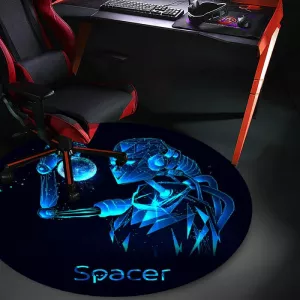 Covor pentru scaun gaming SPACER, protectie parchet, cauciuc si material textil, 1200 x 3mm, rotund, CYBORG "SPFP-CYBORG-120"