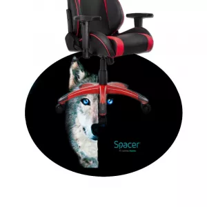 Covor pentru scaun gaming SPACER, protectie parchet, cauciuc si material textil, 1200 x 3mm, rotund, WOLF "SPFP-WOLF-120"