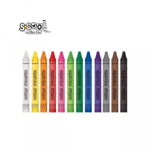 Creioane cerate, JUMBO, 12 culori/set - S-COOL