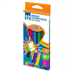 Creioane color cu radiera, 12 cul/set - S-COOL