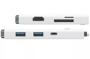 DOCKING Station Baseus Lite, conectare PC USB Type-C, USB 3.0 x 2, USB Type C x 1, HDMI x 1/4K/30Hz, card reader SD/microSD, alb "WKQX050002" (include TV 0.75 lei) - 6932172606336