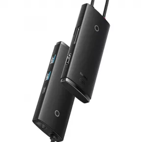 DOCKING Station Baseus Lite, conectare PC USB Type-C, USB 3.0 x 2, USB Type C x 1, HDMI x 1/4K/30Hz, card reader SD/microSD, negru "WKQX050001" (include TV 0.75 lei) - 6932172606329