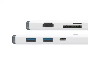 DOCKING Station Baseus Lite, conectare PC USB Type-C, USB 3.0 x 2, USB Type C x 1 PD, HDMI x 1/4K/30Hz, card reader SD/microSD, alb "WKQX050102" (include TV 0.75 lei) - 6932172606350