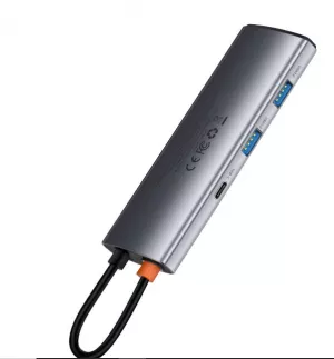 DOCKING Station Baseus Metal Gleam, conectare PC USB Type-C, USB 3.0 x 2, USB Type-C x 1, Card reader SD x 1, MicroSD x 1, USB Type C x 1 PD 100W 5V / 9V / 14.5V / 20V 5A (Max.), HDMI x 1/4K/30Hz, gri "WKWG020113" (include TV 0.75lei) - 6932172602635