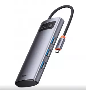 DOCKING Station Baseus Metal Gleam, conectare PC USB Type-C, USB 3.0 x 4, gri "WKWG070013" (include TV 0.75 lei) - 6932172608637