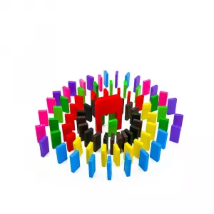 Domino din lemn colorat, 100 pcs/cutie