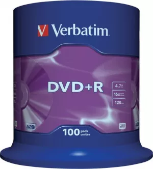 DVD+R VERBATIM  4.7GB, 120min, viteza 16x, 100 buc, Single Layer, spindle, "Matt Silver" "43551"