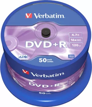 DVD+R VERBATIM  4.7GB, 120min, viteza 16x,  50 buc, Single Layer, spindle, "Matt Silver" "43550"