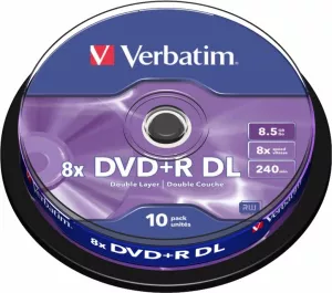 DVD+R VERBATIM  8.5GB, 240min, viteza 8x, 10 buc, Double Layer, spindle, "Matt Silver" "43666"