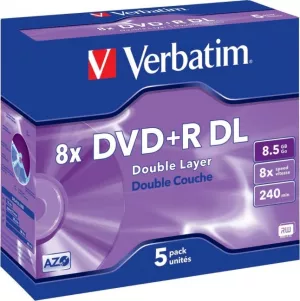 DVD+R VERBATIM  8.5GB, 240min, viteza 8x, Double Layer, carcasa, "Matt Silver" "43541"