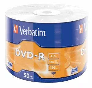DVD-R VERBATIM  4.7GB, 120min, viteza 16x, 50 buc, Single Layer, shrink wrap, "Matt Silver", AZO "43788"
