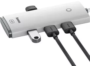 HUB extern Baseus Lite, porturi USB: USB 3.0 x 4, conectare prin USB Type-C, lungime 2m, alb, "WKQX030502" (include TV 0.8lei) - 6932172606299