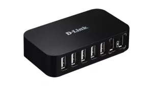HUB extern D-LINK, porturi USB: USB 2.0 x 7, conectare prin USB 2.0, alimentare retea 220 V, negru, "DUB-H7" (include TV 0.8lei)