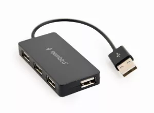 HUB extern GEMBIRD, porturi USB: USB 2.0 x 4, conectare prin USB 2.0, cablu 0.15 m, negru, "UHB-U2P4-04"  (include TV 0.8lei)