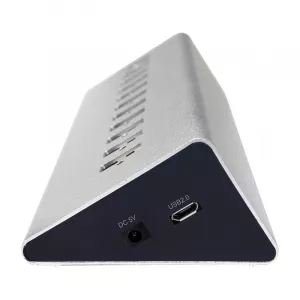 HUB extern LOGILINK, porturi USB: USB 2.0 x 10, Fast Charging Port, conectare prin USB 2.0, alimentare retea 220 V, argintiu, "UA0226"  (include TV 0.8lei)