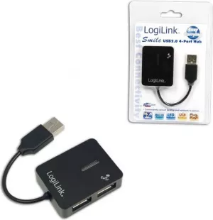 HUB extern LOGILINK, porturi USB: USB 2.0 x 4, conectare prin USB 2.0, cablu 0.05 m, negru, "UA0139"  (include TV 0.8lei)