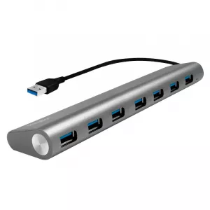 HUB extern LOGILINK, porturi USB: USB 3.0 x 7, conectare prin USB 3.0, cablu 0.1 m, argintiu, "UA0308"  (include TV 0.8lei)