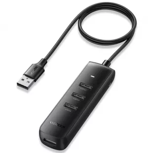 HUB extern Ugreen, "CM416" porturi USB: USB 3.0 x 4, conectare prin USB 3.0, lungime 1 m, negru, "80657" (include TV 0.8lei) - 6957303886579
