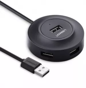 HUB extern Ugreen, "CR106" porturi USB: USB 2.0 x 4, conectare prin USB 2.0, lungime 1 m, negru, "20277" (include TV 0.8lei) - 6957303822775