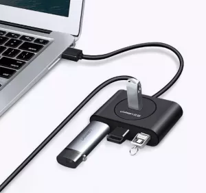 HUB extern Ugreen, "CR113" porturi USB: USB 3.0 x 4, conectare prin USB 3.0, lungime 0.5 m, negru, "20290" (include TV 0.8lei) - 6957303822904