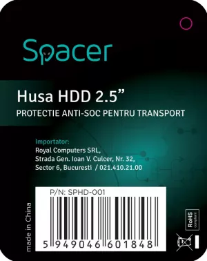 HUSA SPACER, pt HDD, buzunar intern plasa, negru, "SPHD-001"