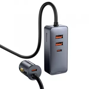 INCARCATOR auto Baseus Share Together PPS , 2 x USB max. 3A si 2 x USB Type-C max 3A, total output 120W, lungime cablu 1.5m, pt. bricheta auto, black "CCBT-A0G" (include TV 0.18lei) - 6953156206670