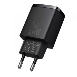 INCARCATOR retea Baseus Compact, Quick Charge 20W, 1 x USB Type-C 5V/3A max, 1 x USB 5V/3A, negru "CCXJ-B01" (include TV 0.18lei) - 6953156207233