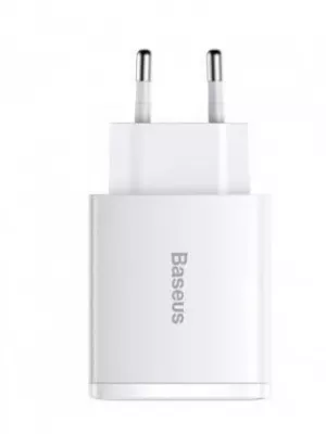 INCARCATOR retea Baseus Compact, Quick Charge 30W, 2 x USB 5V/3A, 1 x USB Type-C 5V/3A, alb "CCXJ-E02" (include timbru verde 0.75 lei) - 6953156207301