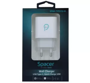INCARCATOR retea SPACER Quick Charge 18W, USB Type-C "SPAR-TYPECQ-01" (include TV 0.18lei)