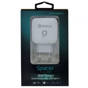 INCARCATOR retea SPACER Quick Charge 3.0 18W, USB "SPAR-USBQ-01" (include TV 0.18lei)