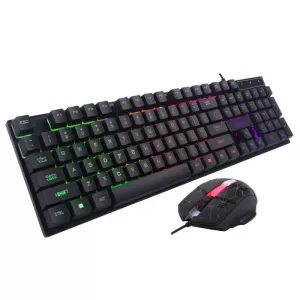 KIT gaming SPACER USB, tastatura RGB rainbow + mouse optic 7 culori, black, "SP-GK-01"   (include TV 0.8lei)